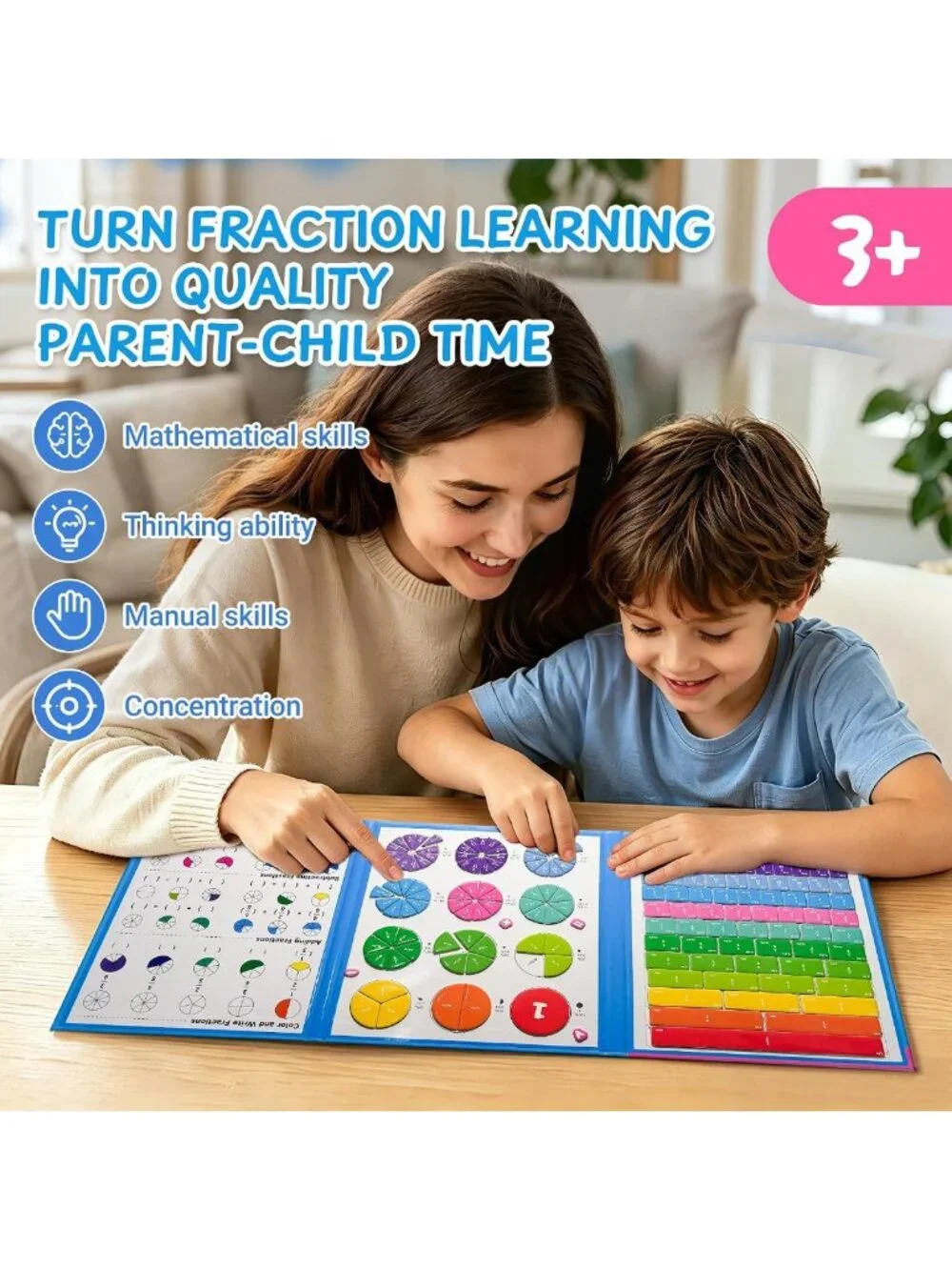 Magnetic Fraction Playbook 164 PCS - Montessori Math Manipulatives for Kids